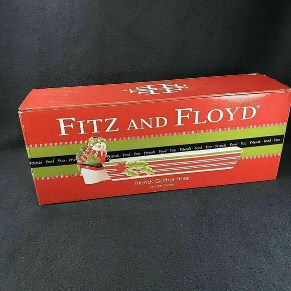 Fitz and Floyd Cookie Cracker Cradle Friends Gather Here Xmas Holiday Plate‎ - Picture 9 of 12